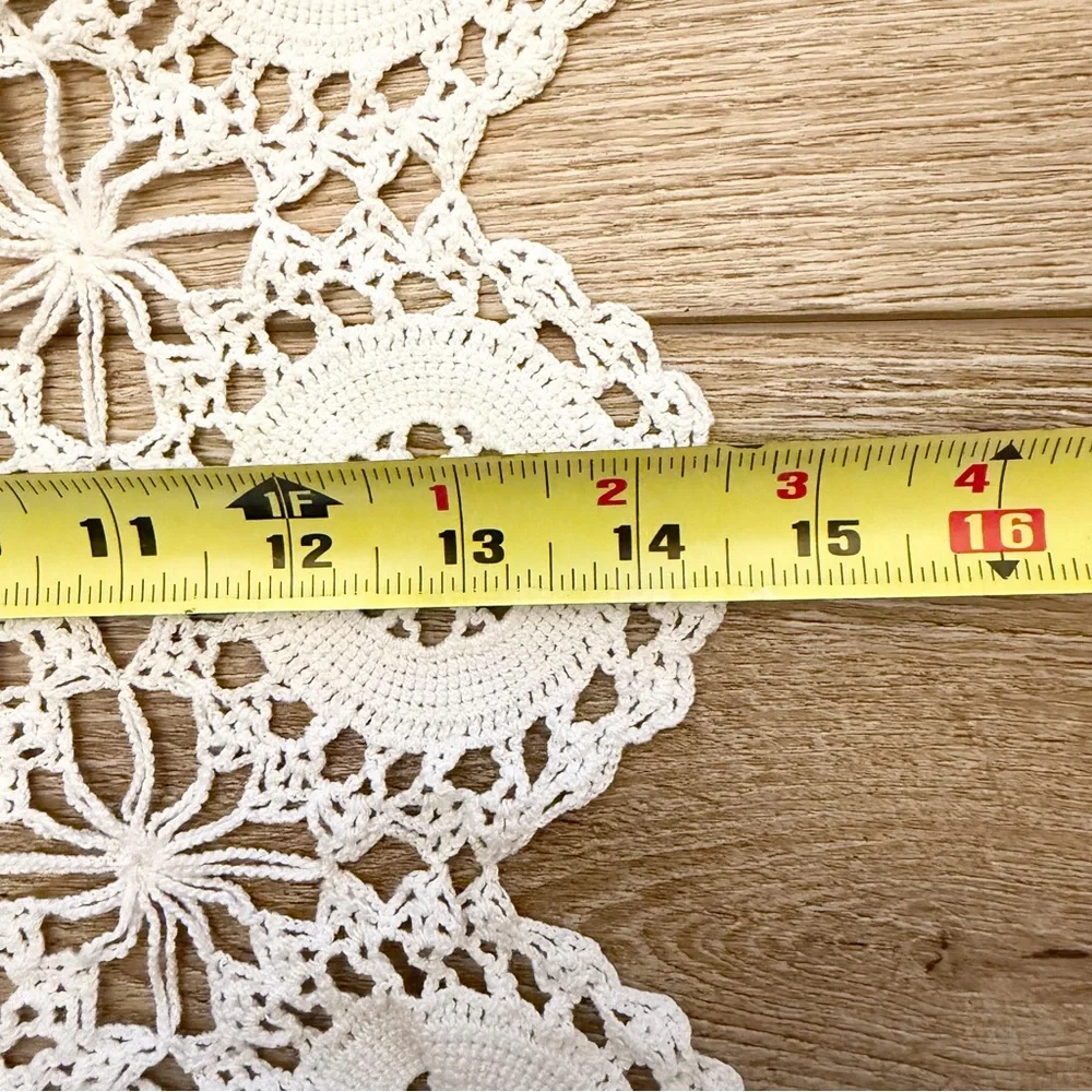 Vintage Handmade white crocheted medallion doilies Set‎ of 2 Cotton Cottage Core